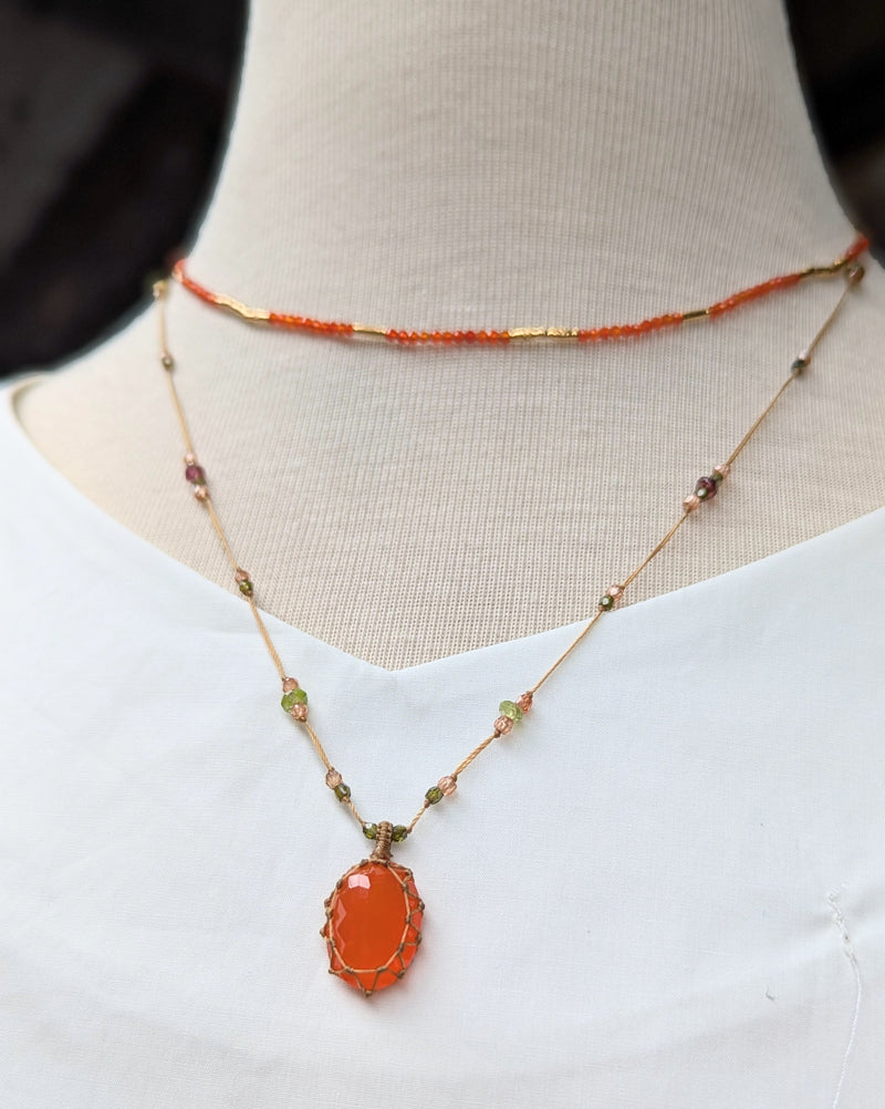 Tibetan macrame necklace carnelian crystal stone jewelry shop boston sowa gift store 