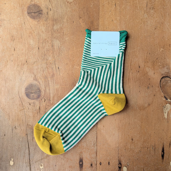 Hansel from Basel Corbusier green Stripe Crew Socks shop Boston sowa boutique gift store
