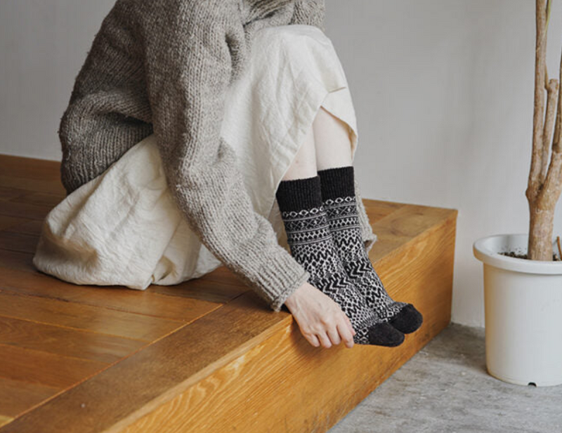 Wool Jacquard Socks - Men and Women's