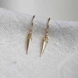 Thicket jewelry catbrier Thorn dangle earrings 14k recycled gold handmade in Portland Maine New England shop Boston sowa gift store boutique