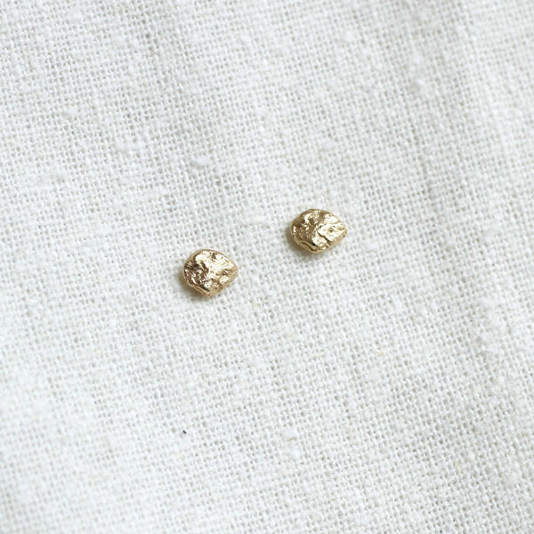 Thicket jewelry Gold Ocean Pebble Stud earrings 14k recycled gold handmade in Portland Maine New England shop Boston sowa gift store boutique