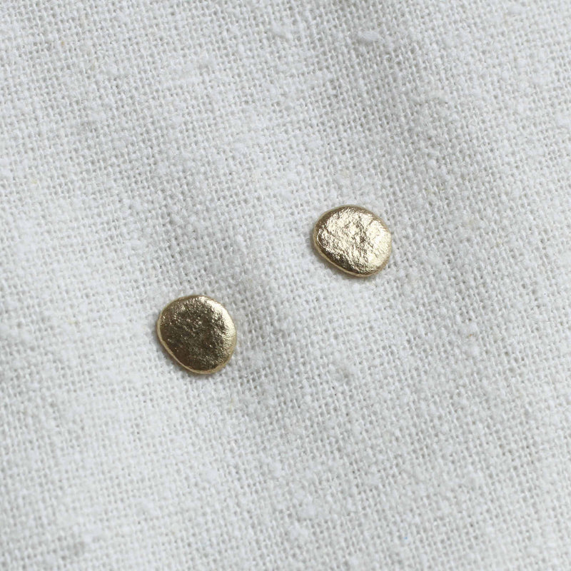 Thicket jewelry Gold skipping stone Stud earrings 14k recycled handmade in Portland Maine New England shop Boston sowa gift store boutique