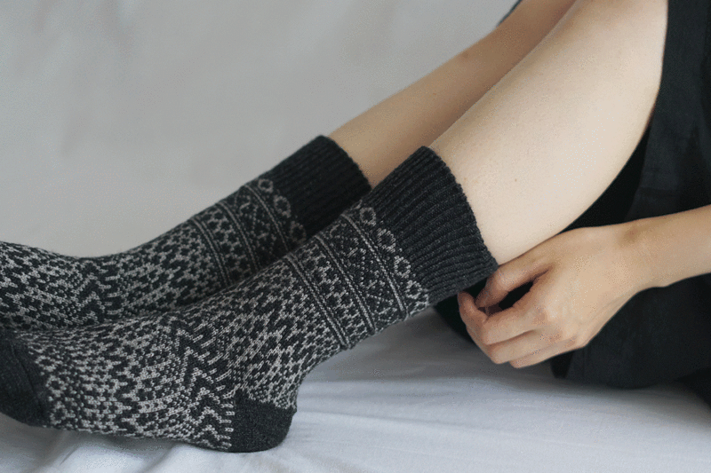 Wool Jacquard Socks - Men and Women's