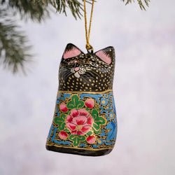 handmade paper mache cats Christmas holiday hanging bauble ornament gift shop boutique store sowa boston