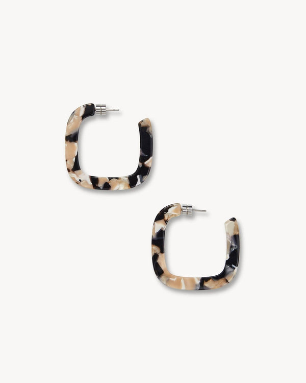 Midi Square Hoops in Abalone