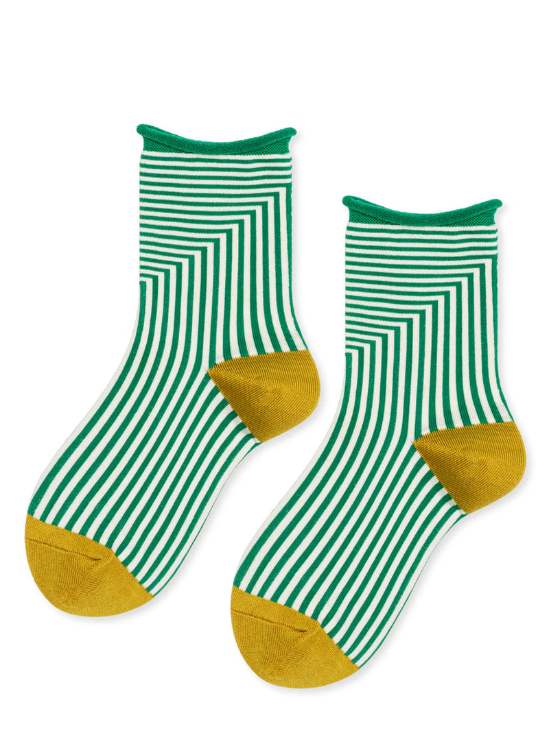 Hansel from Basel Corbusier green Stripe Crew Socks shop Boston sowa boutique gift store

