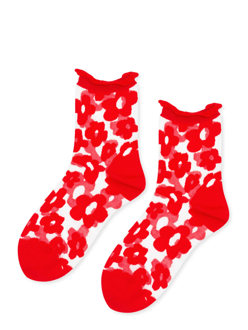 Hansel from Basel pop Socks sheer floral flower red nylon sowa Boston shop gift store boutique