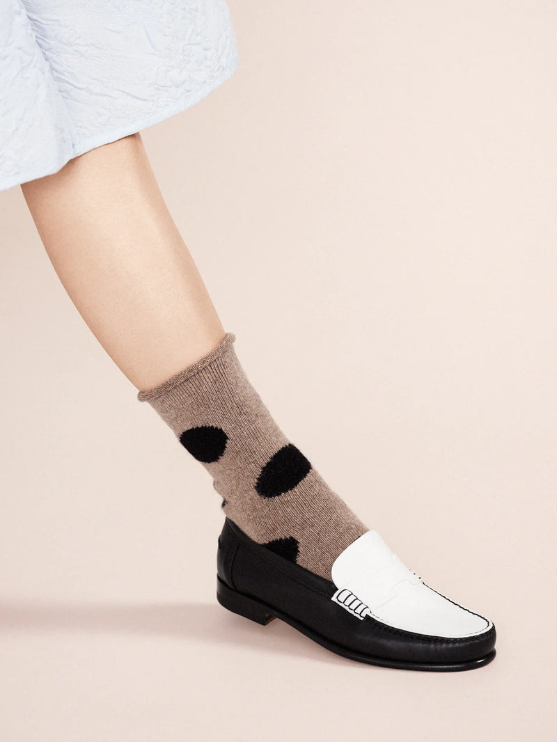 Hansel from Basel rie cashmere polka dot black walnut crew socks shop boston gift store boutique