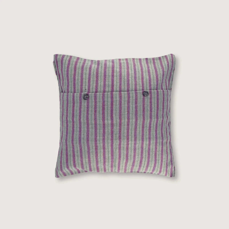 Moismont housse de coussin 80 square cushion cover pillowcase home decor green tea stripe purple green beige France India Handmade Woven Scarf Sowa Boutique Gift Store Shop Boston 