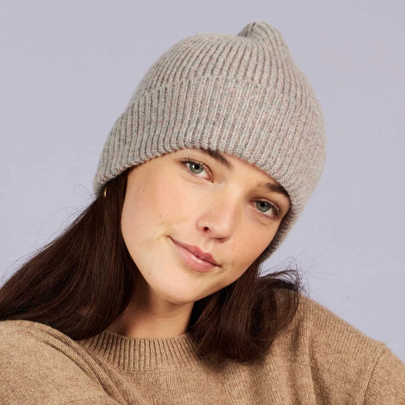 Catherine Tough Merino Lambswool beanie hat knitted ribbed made in Scotland gift shop Boston sowa boutique unisex winter accessories