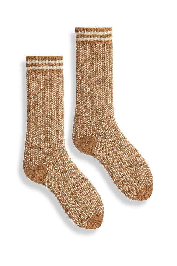 Men's Cashmere & Merino Wool Nordic Birdseye Socks - Red or Camel