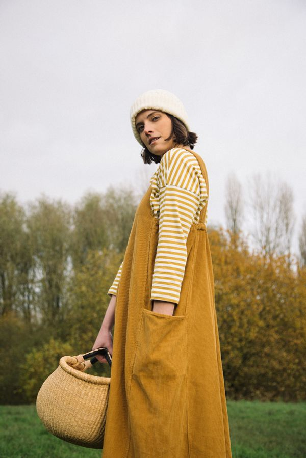 Beaumont organic cotton leia-sue stripe jersey top shirt ochre autumn fall winter shop Boston sowa boutique gift store