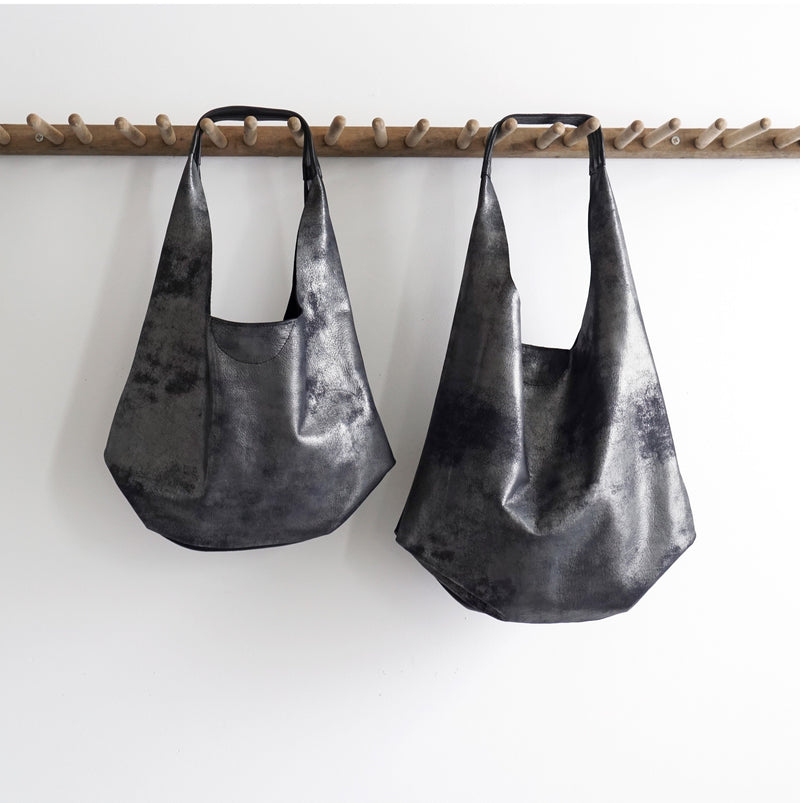 Slouch Bag - Distressed Black Leather - 2 sizes - Price from