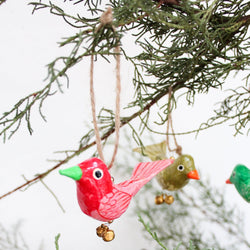 Paper mache bird ornaments auntie oti sowa Boston gift shop boutique store