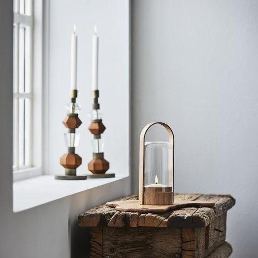 Ameico portable cordless rechargeable light Le Klint Candlelight flickering LED lamp lantern hygge Denmark oak wood shop Boston sowa gift store boutique