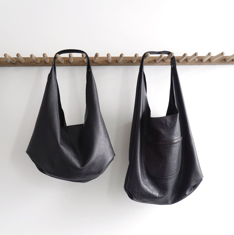 Slouch Bag - Black Leather - 2 sizes - Price from